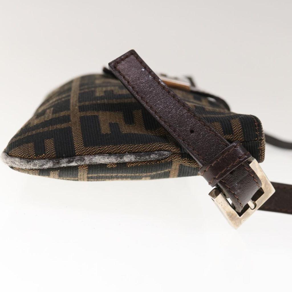 FENDI Zucca Canvas Mamma Baguette Shoulder Bag Brown Black65651