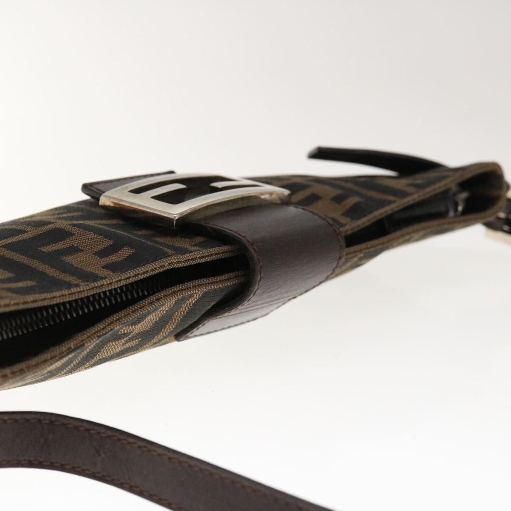 FENDI Zucca Canvas Mamma Baguette Shoulder Bag Brown Black65651