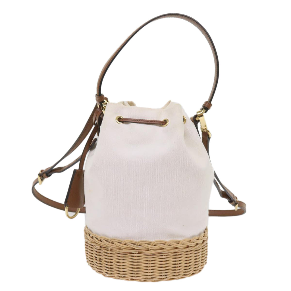 PRADA Hand Bag Wicker 2way White  65659A
