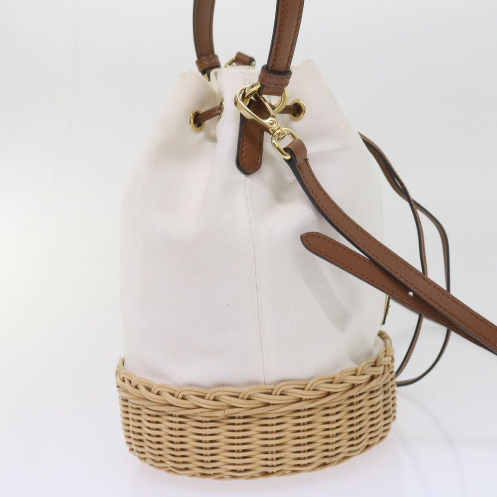 PRADA Hand Bag Wicker 2way White  65659A