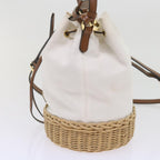 PRADA Hand Bag Wicker 2way White  65659A