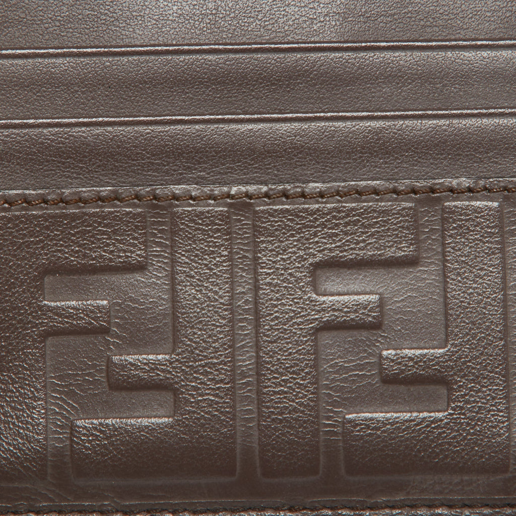 Fendi Brown Zucca Leather Card Holder..