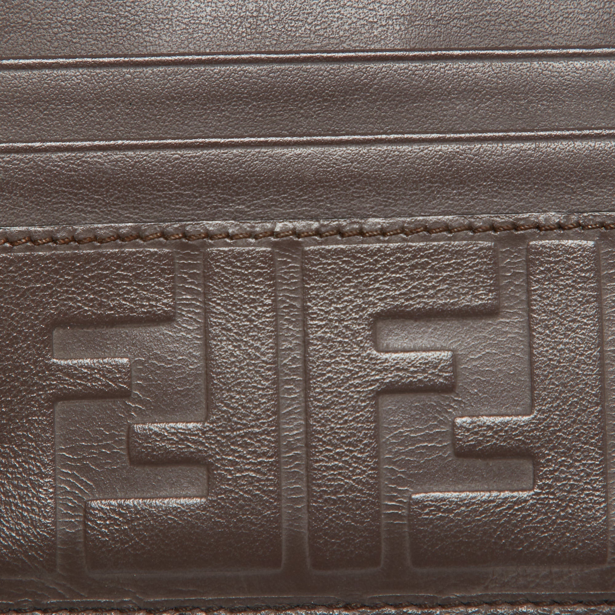 Fendi Brown Zucca Leather Card Holder..