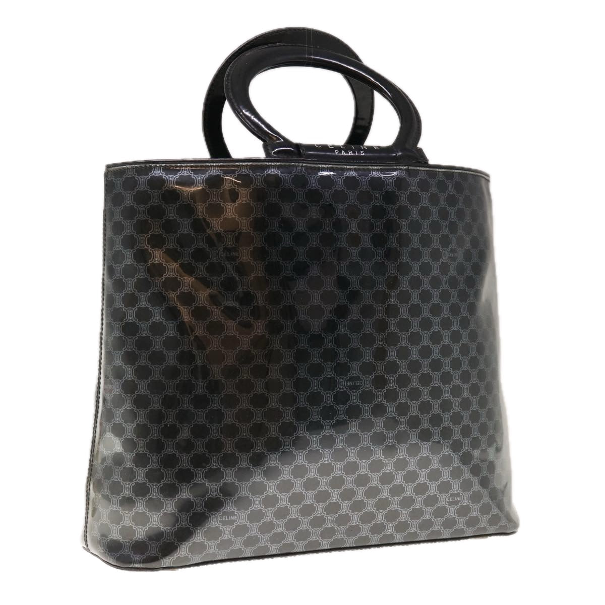 CELINE Macadam Canvas Hand Bag Black  65722