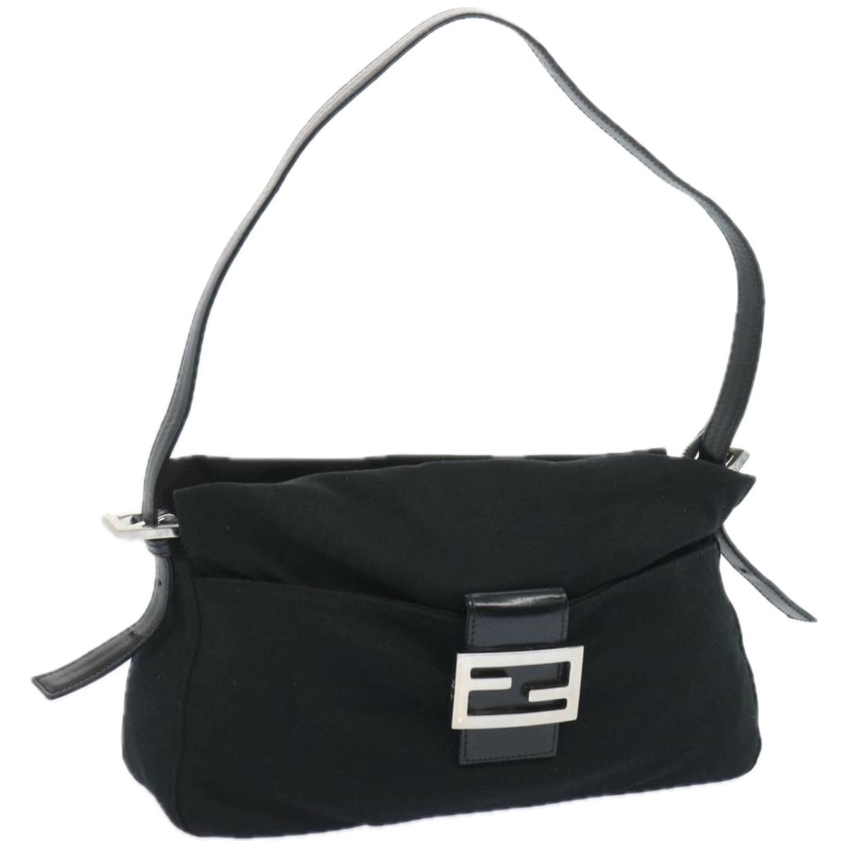 FENDI Mamma Baguette Shoulder Bag Nylon Black65743