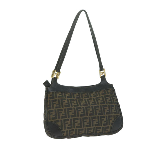 FENDI Zucca Canvas Shoulder Bag Brown Black65752