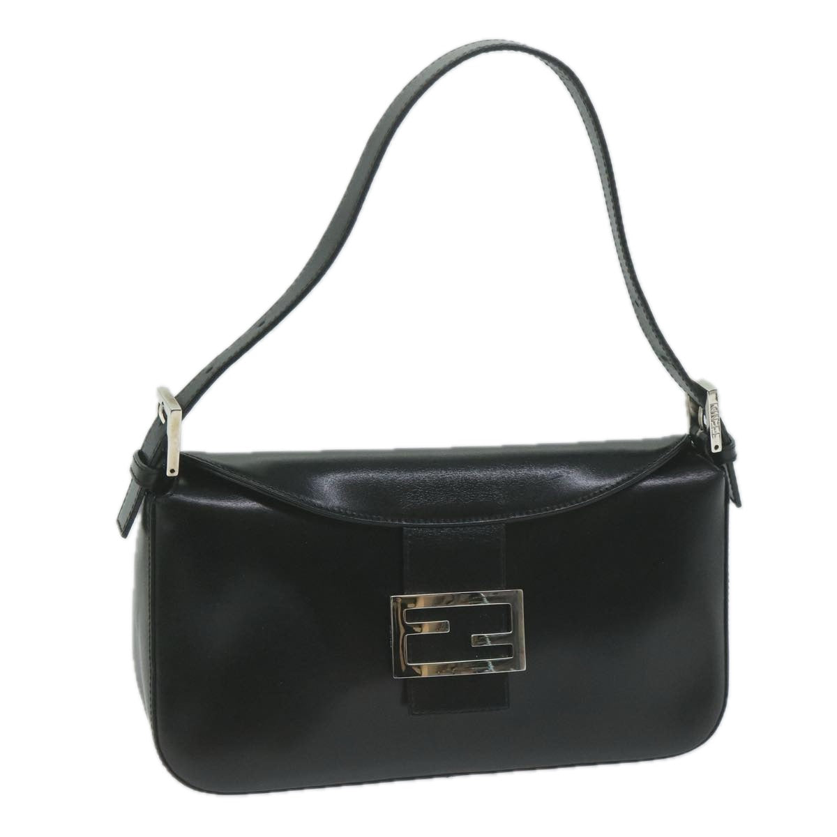 FENDI Mamma Baguette Shoulder Bag Leather Black65756