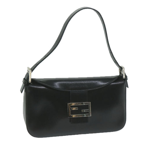 FENDI Mamma Baguette Shoulder Bag Leather Black65756