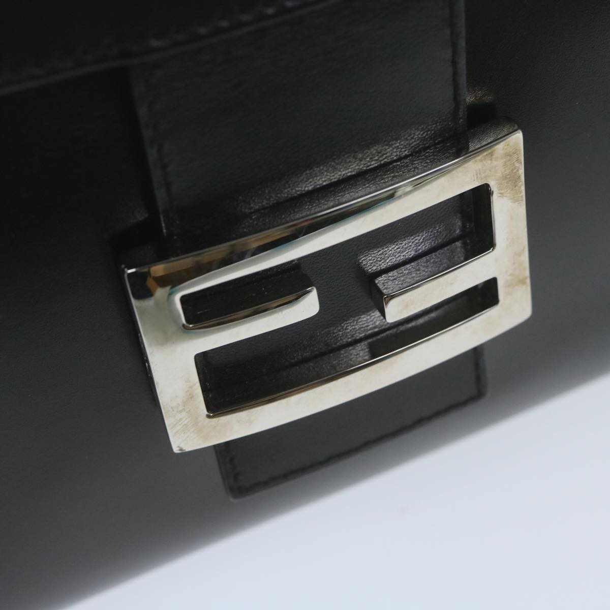 FENDI Mamma Baguette Shoulder Bag Leather Black65756