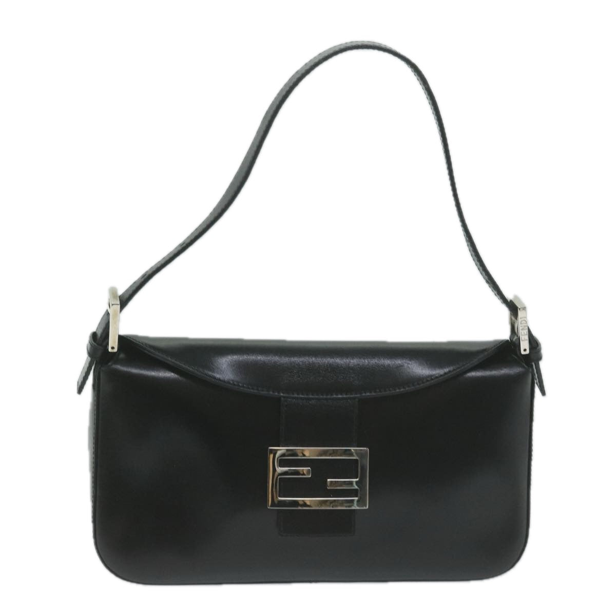 FENDI Mamma Baguette Shoulder Bag Leather Black65756
