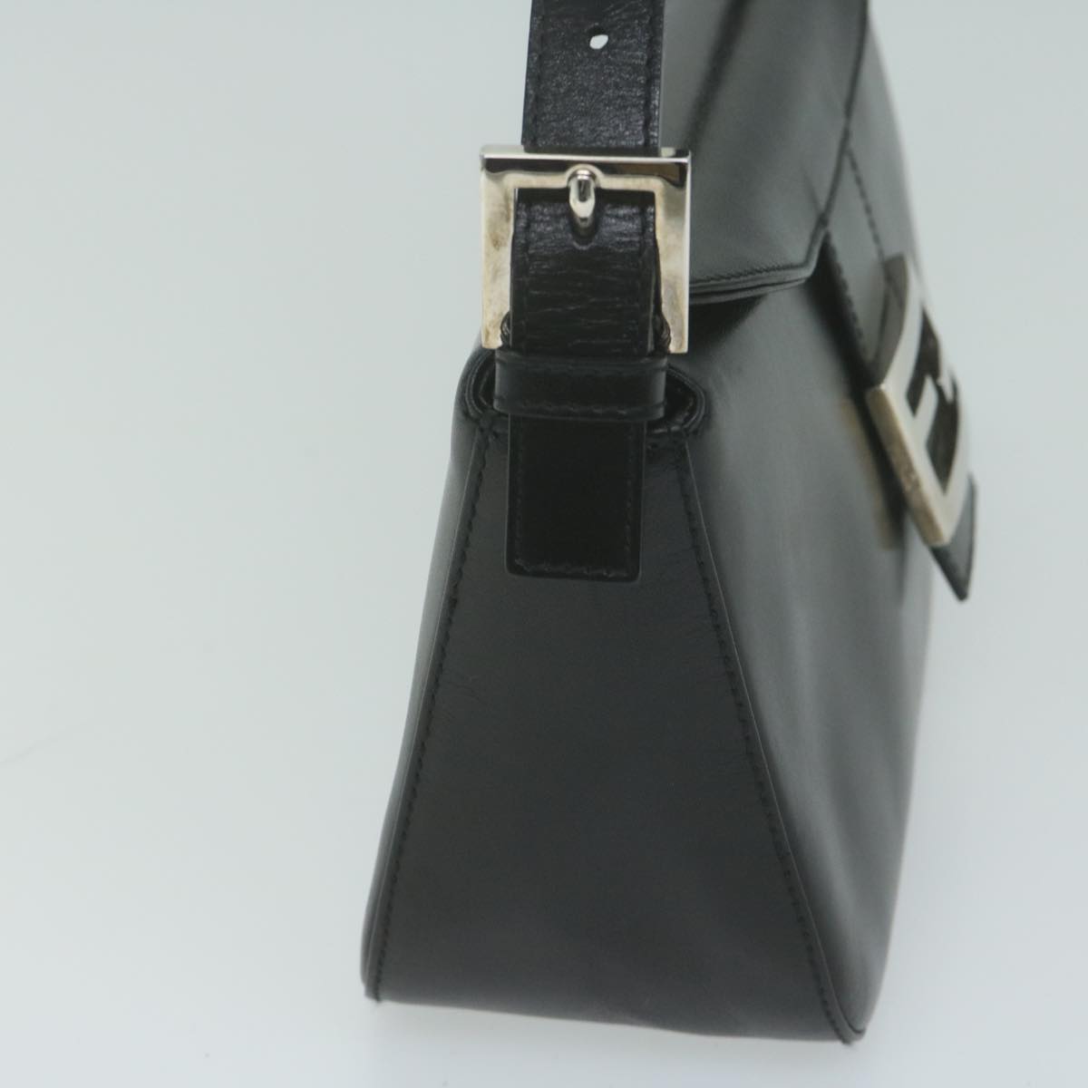 FENDI Mamma Baguette Shoulder Bag Leather Black65756