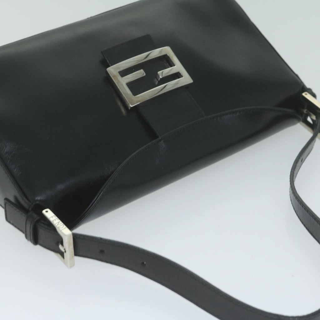 FENDI Mamma Baguette Shoulder Bag Leather Black65756