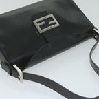 FENDI Mamma Baguette Shoulder Bag Leather Black65756