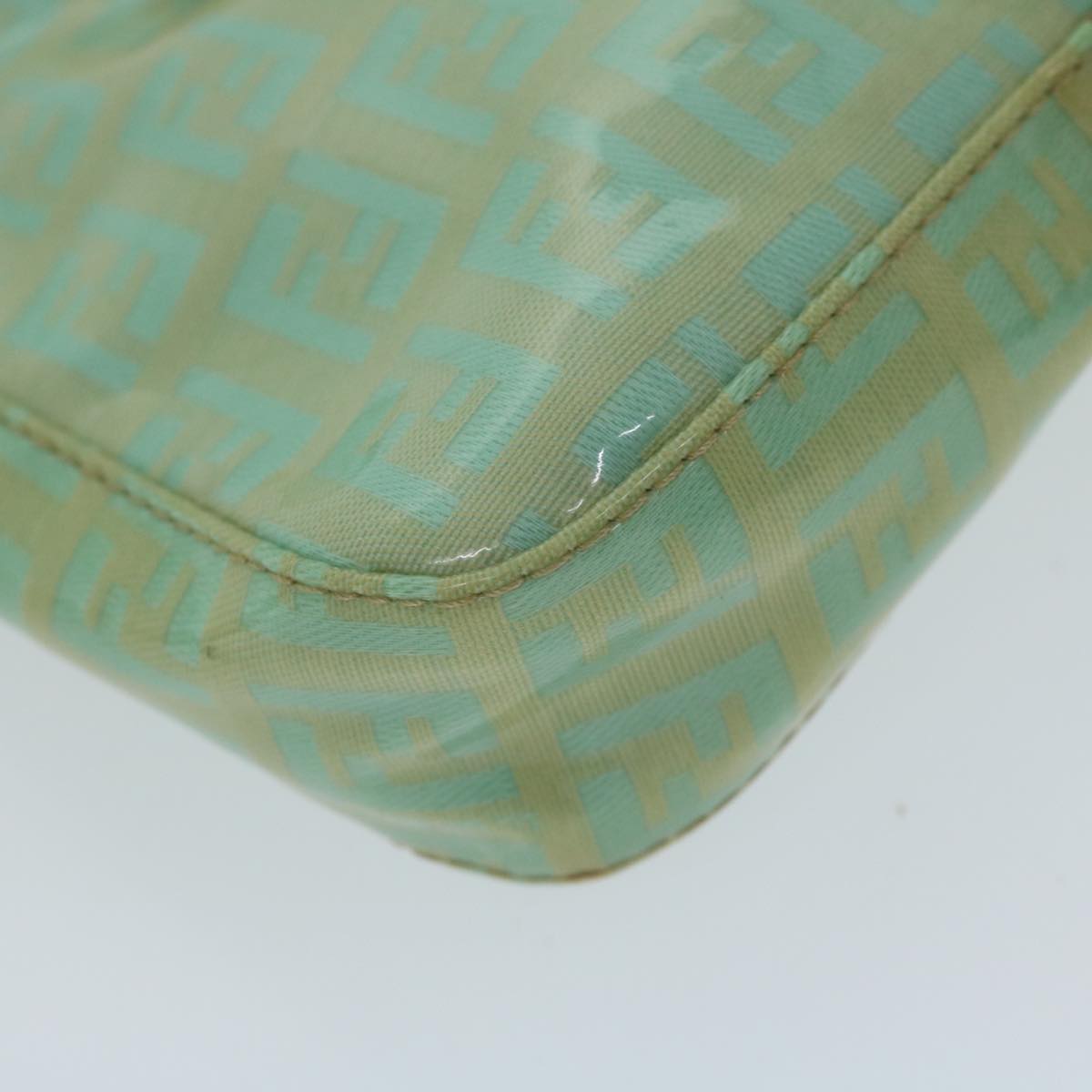 FENDI Zucchino Canvas Hand Bag Enamel Light Blue65767