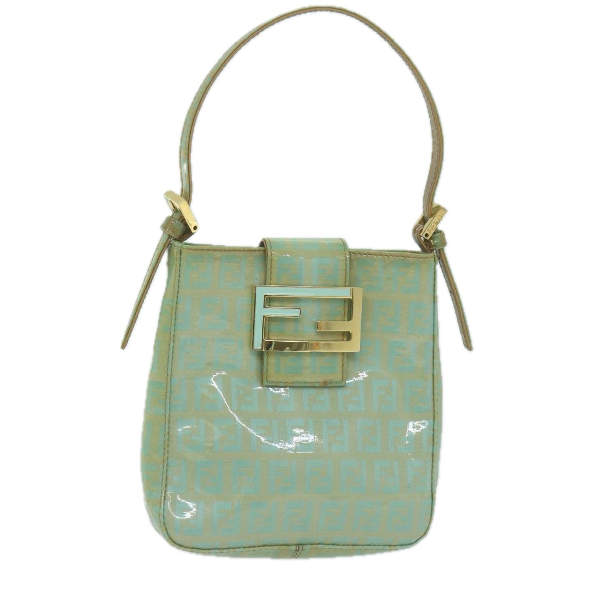 FENDI Zucchino Canvas Hand Bag Enamel Light Blue65767