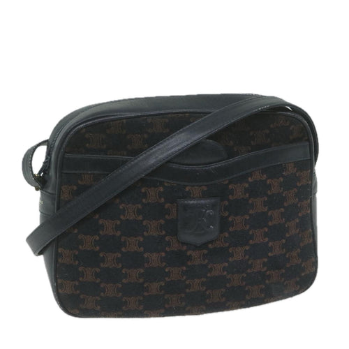 CELINE Macadam Canvas Shoulder Bag Navy  65782