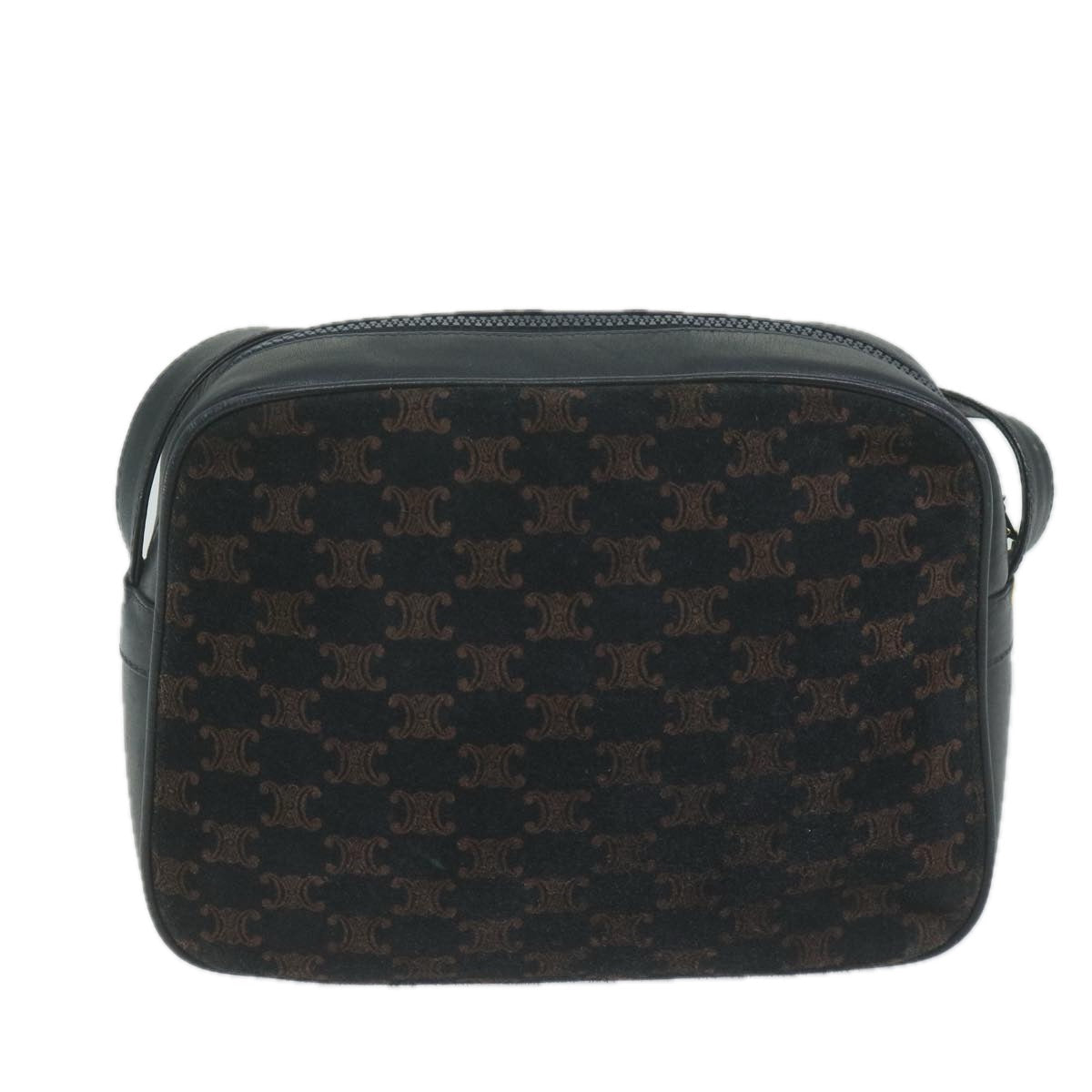 CELINE Macadam Canvas Shoulder Bag Navy  65782