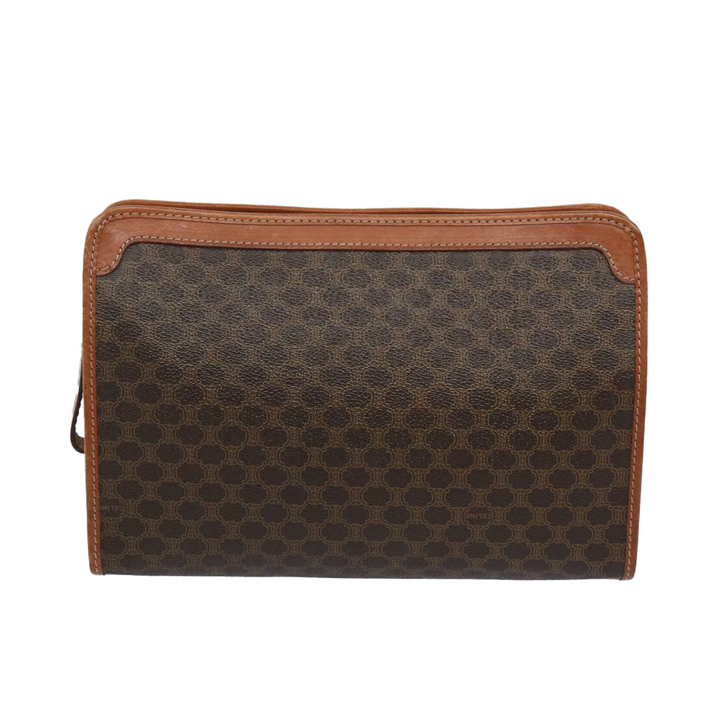 CELINE Macadam Canvas Clutch Bag PVC Brown  65785
