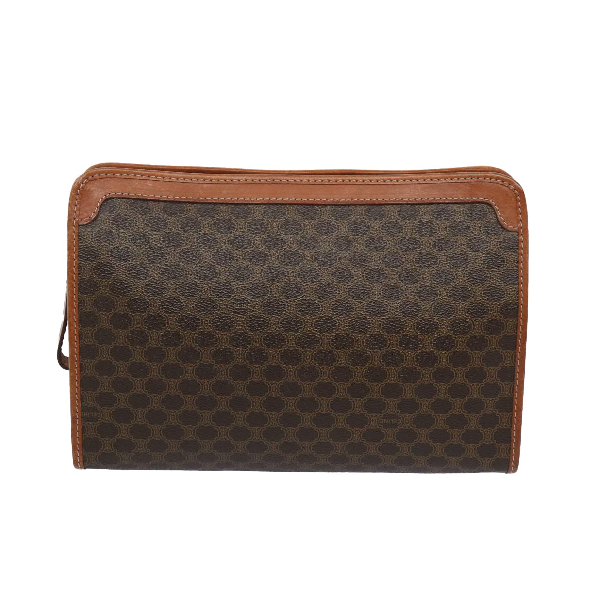 CELINE Macadam Canvas Clutch Bag PVC Brown  65785