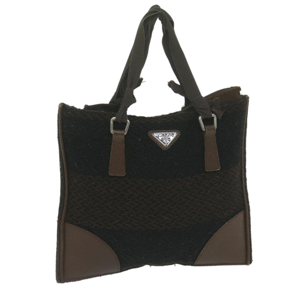 PRADA Hand Bag Wool Brown  65824