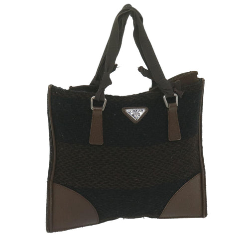 PRADA Hand Bag Wool Brown  65824