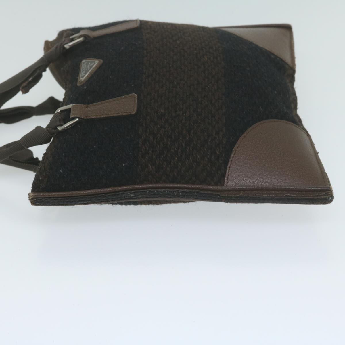 PRADA Hand Bag Wool Brown  65824