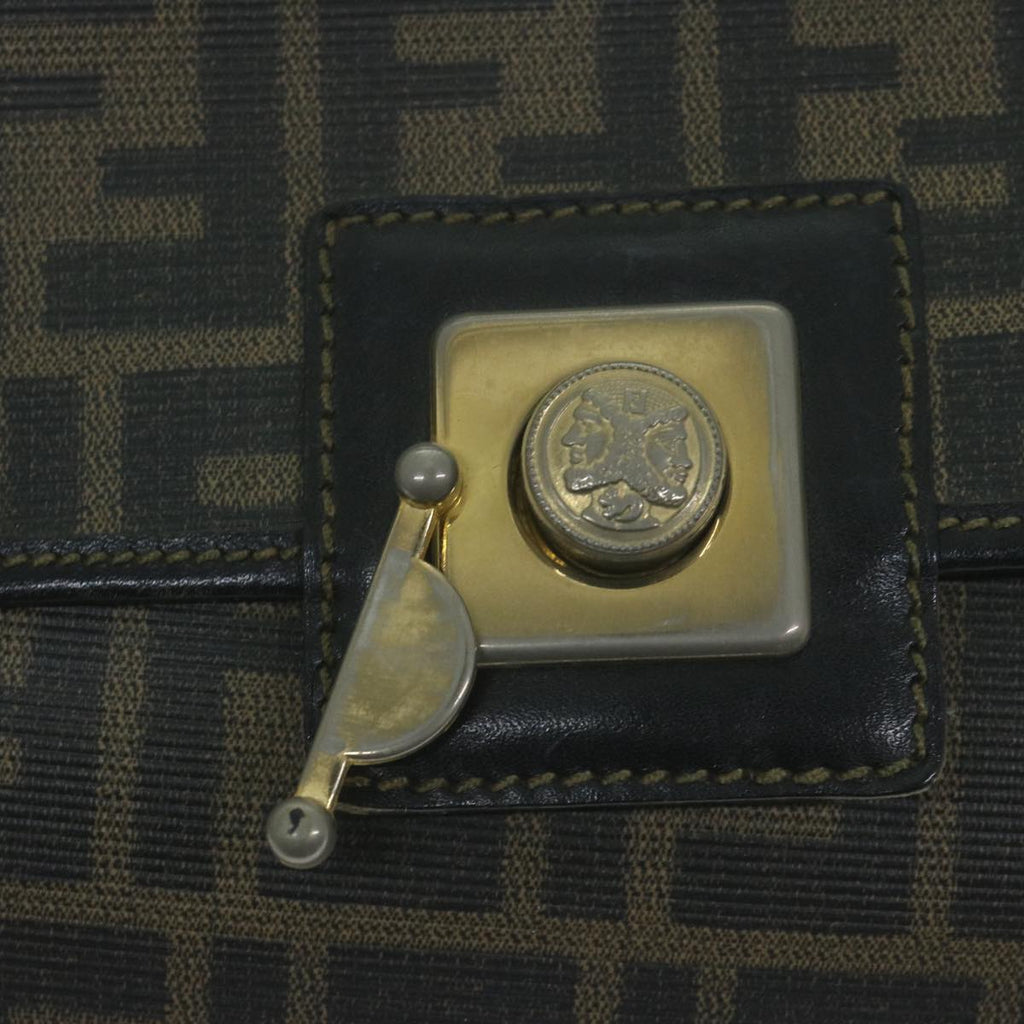 FENDI Zucca Canvas Hand Bag Black Brown65831
