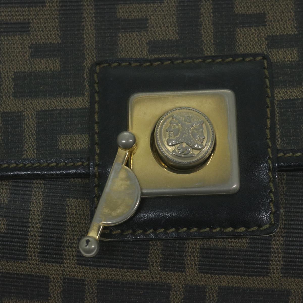 FENDI Zucca Canvas Hand Bag Black Brown65831