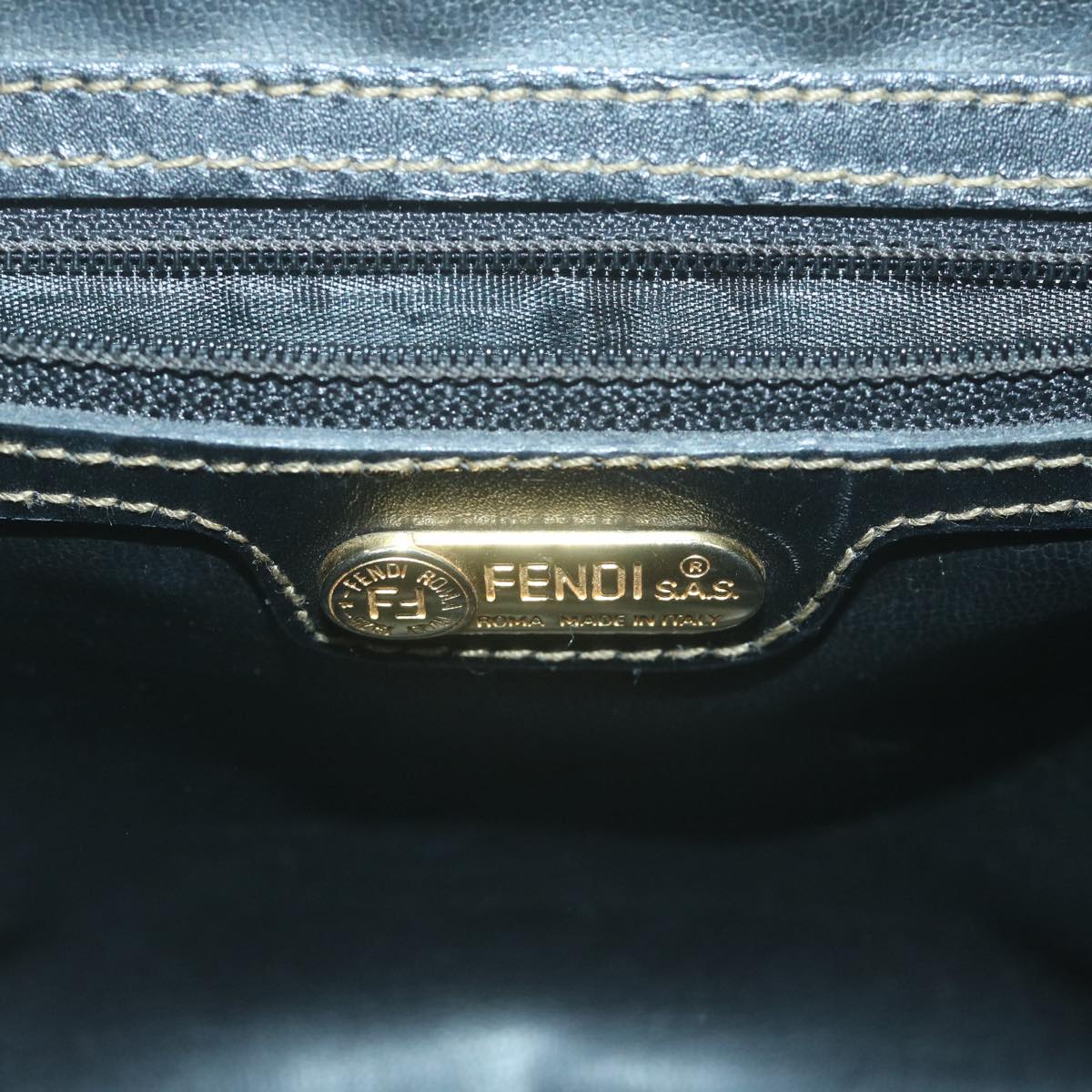 FENDI Zucca Canvas Hand Bag Black Brown65831