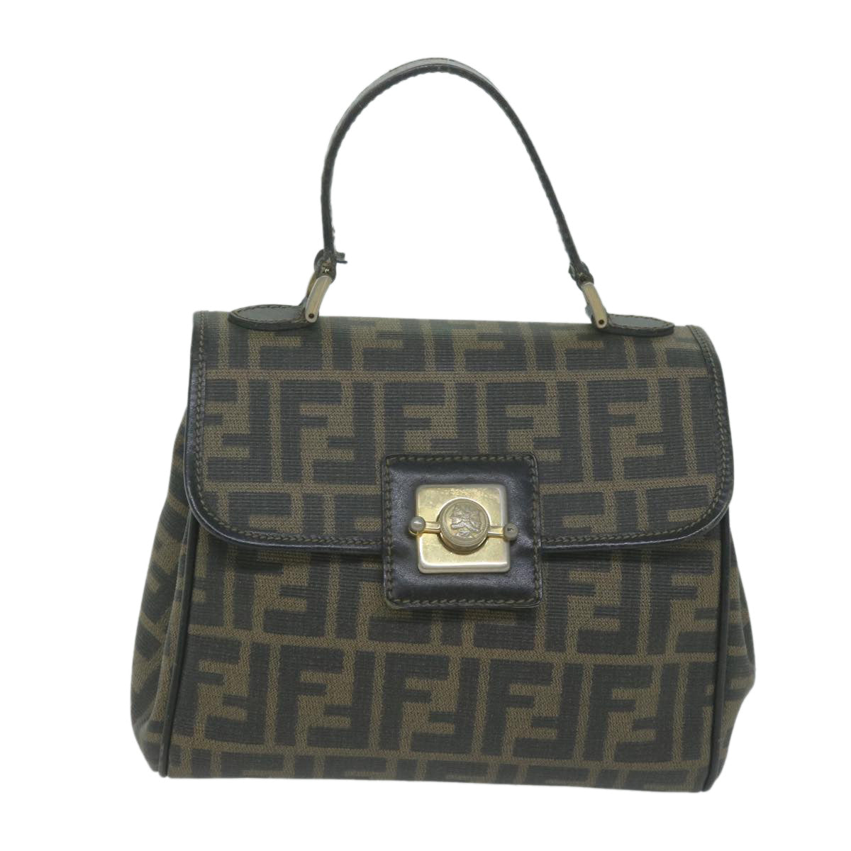FENDI Zucca Canvas Hand Bag Black Brown65831