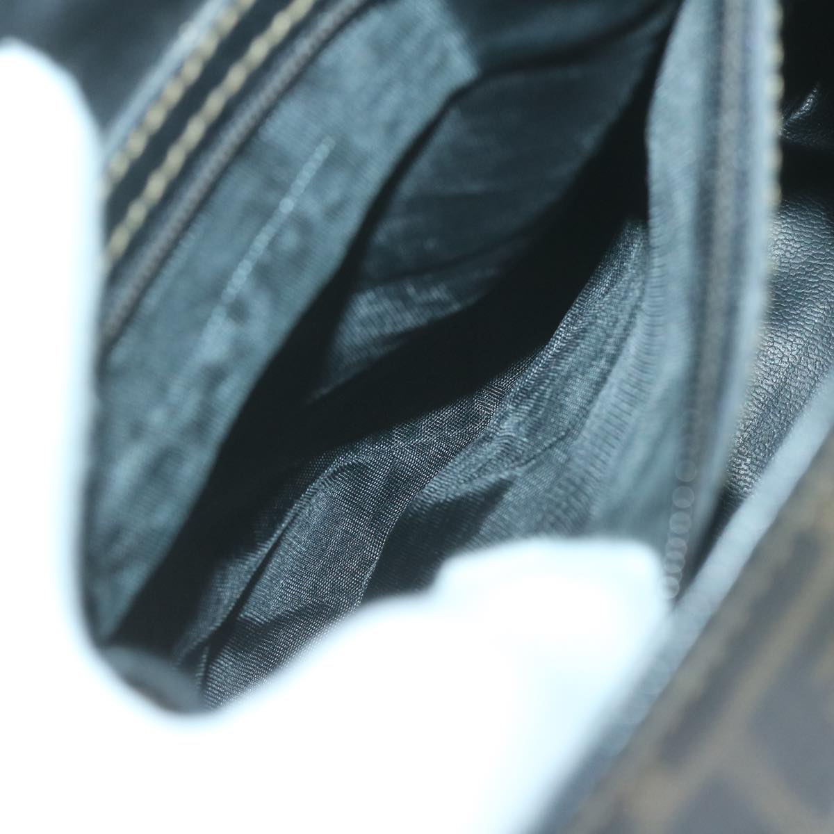 FENDI Zucca Canvas Hand Bag Black Brown65831