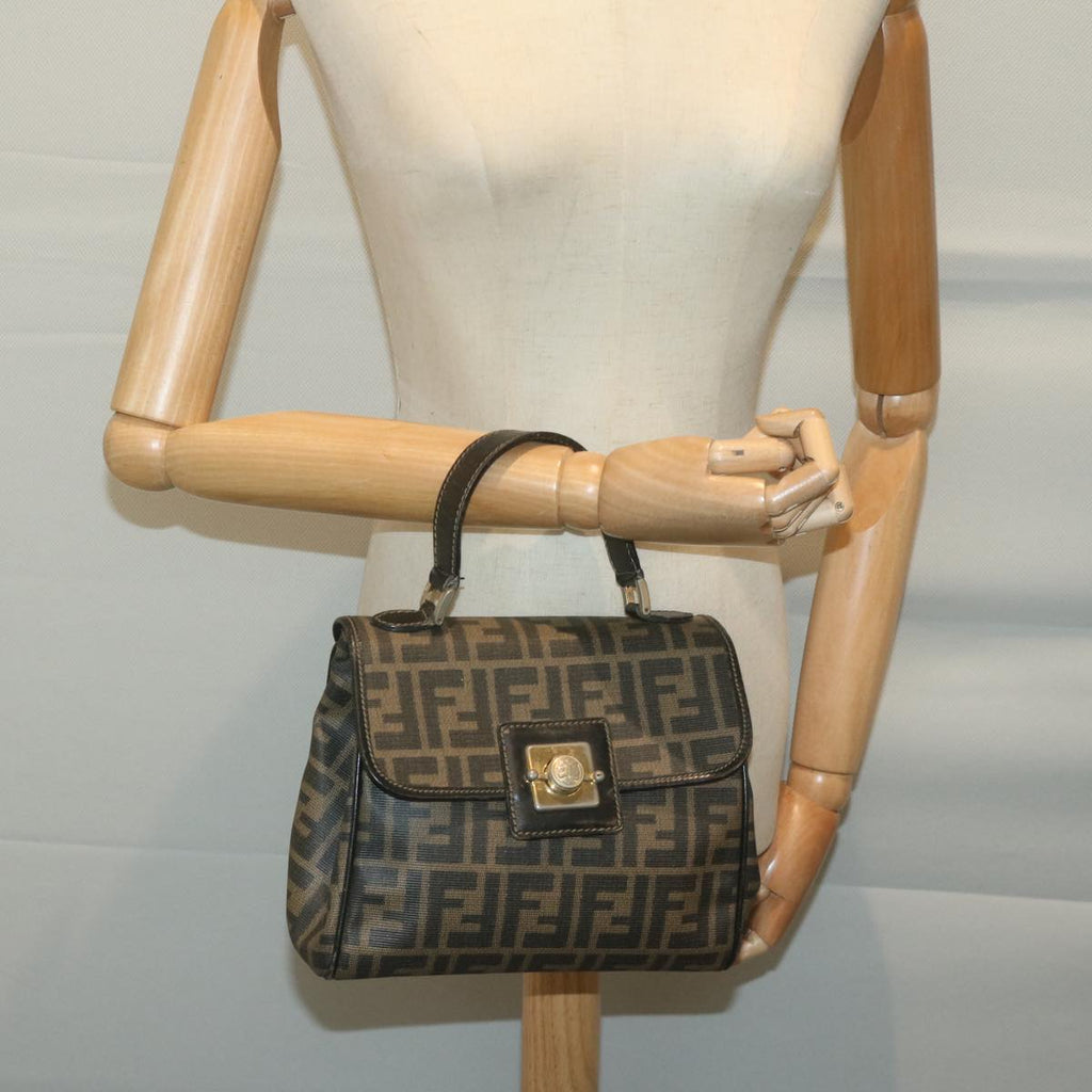 FENDI Zucca Canvas Hand Bag Black Brown65831
