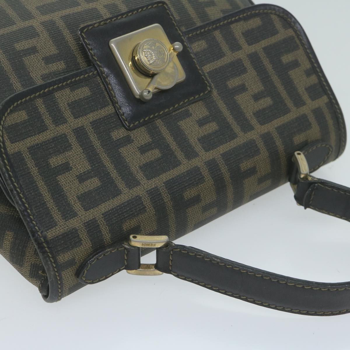 FENDI Zucca Canvas Hand Bag Black Brown65831