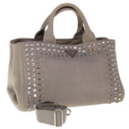 PRADA Bijoux Canapa MM Hand Bag Canvas 2way Gray  65844