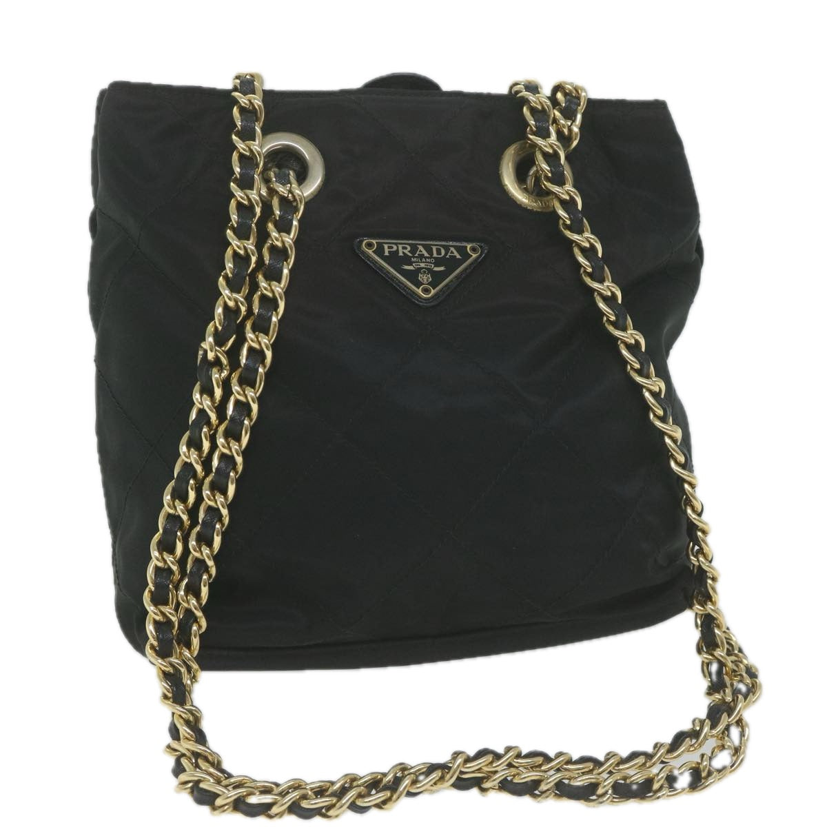 PRADA Quilted Chain Shoulder Bag Nylon Black  65854