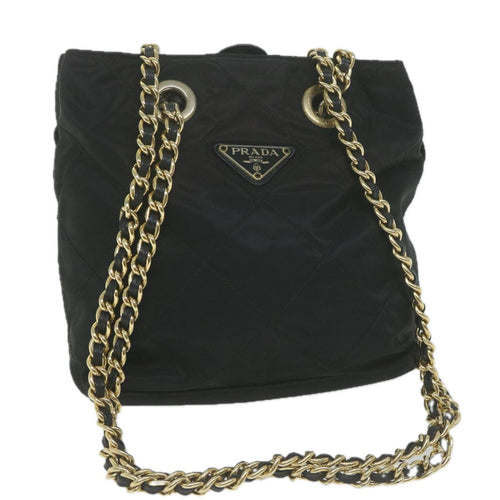 PRADA Quilted Chain Shoulder Bag Nylon Black  65854