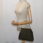 FENDI Zucca Canvas Hand Bag Black Brown65856