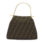 FENDI Zucca Canvas Hand Bag Black Brown65856