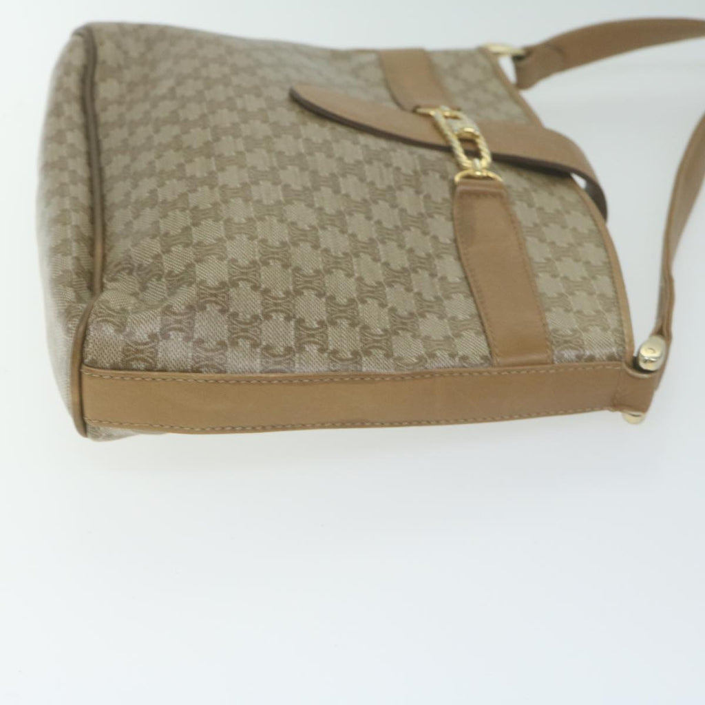 CELINE Macadam Canvas Shoulder Bag Beige Auth 65870