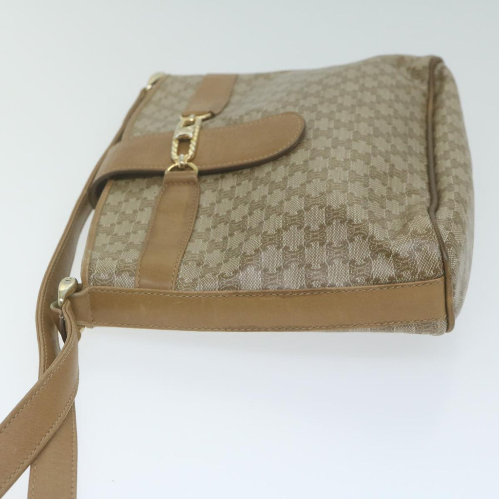 CELINE Macadam Canvas Shoulder Bag Beige Auth 65870