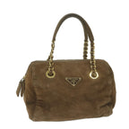 PRADA Hand Bag Suede Brown  65883