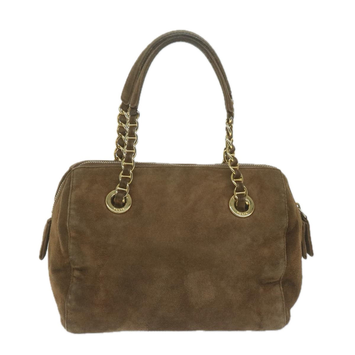 PRADA Hand Bag Suede Brown  65883