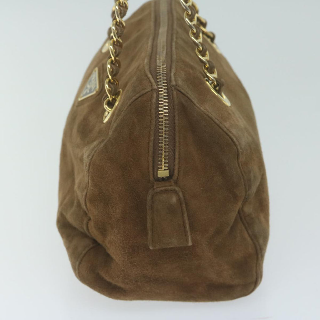 PRADA Hand Bag Suede Brown  65883