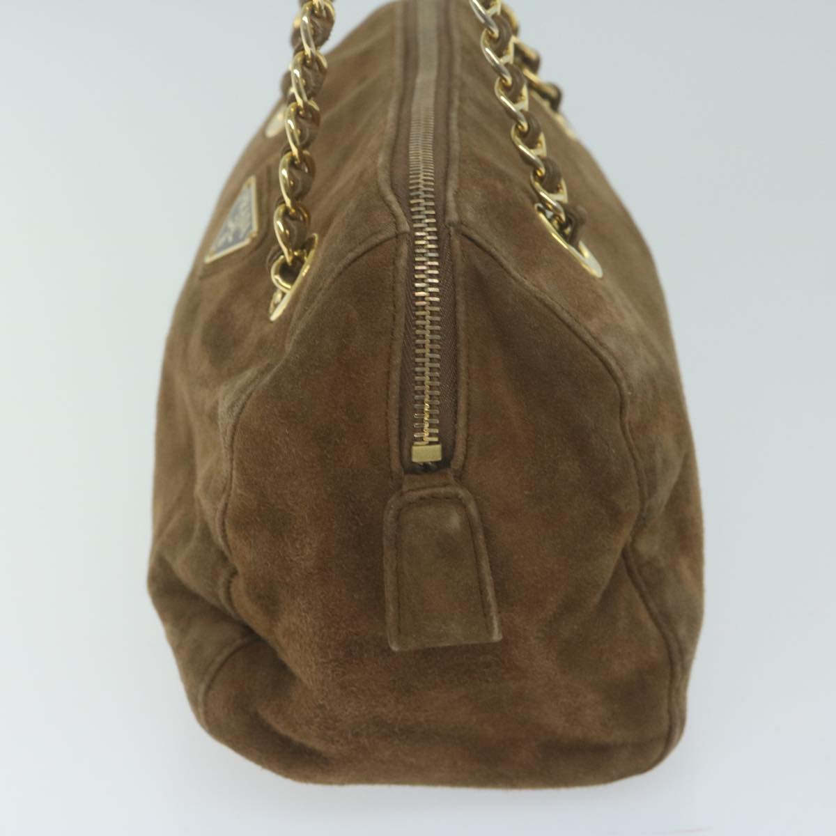 PRADA Hand Bag Suede Brown  65883