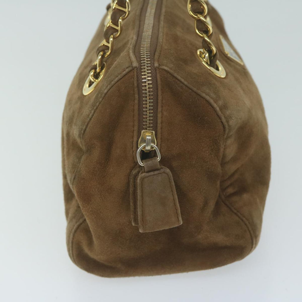 PRADA Hand Bag Suede Brown  65883