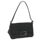 FENDI Zucchino Canvas Mamma Baguette Shoulder Bag Black65904