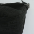FENDI Zucchino Canvas Mamma Baguette Shoulder Bag Black65904