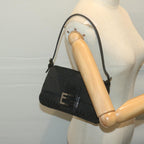 FENDI Zucchino Canvas Mamma Baguette Shoulder Bag Black65904