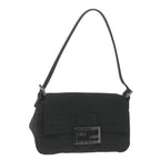 FENDI Zucchino Canvas Mamma Baguette Shoulder Bag Black65904
