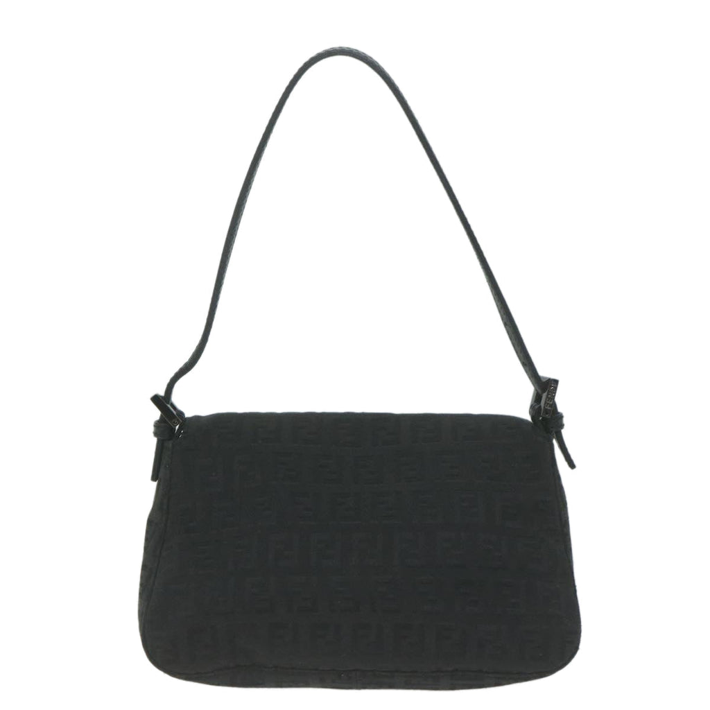 FENDI Zucchino Canvas Mamma Baguette Shoulder Bag Black65904